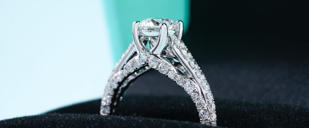 close up shot of a diamond engagement ring on Long Island, NY