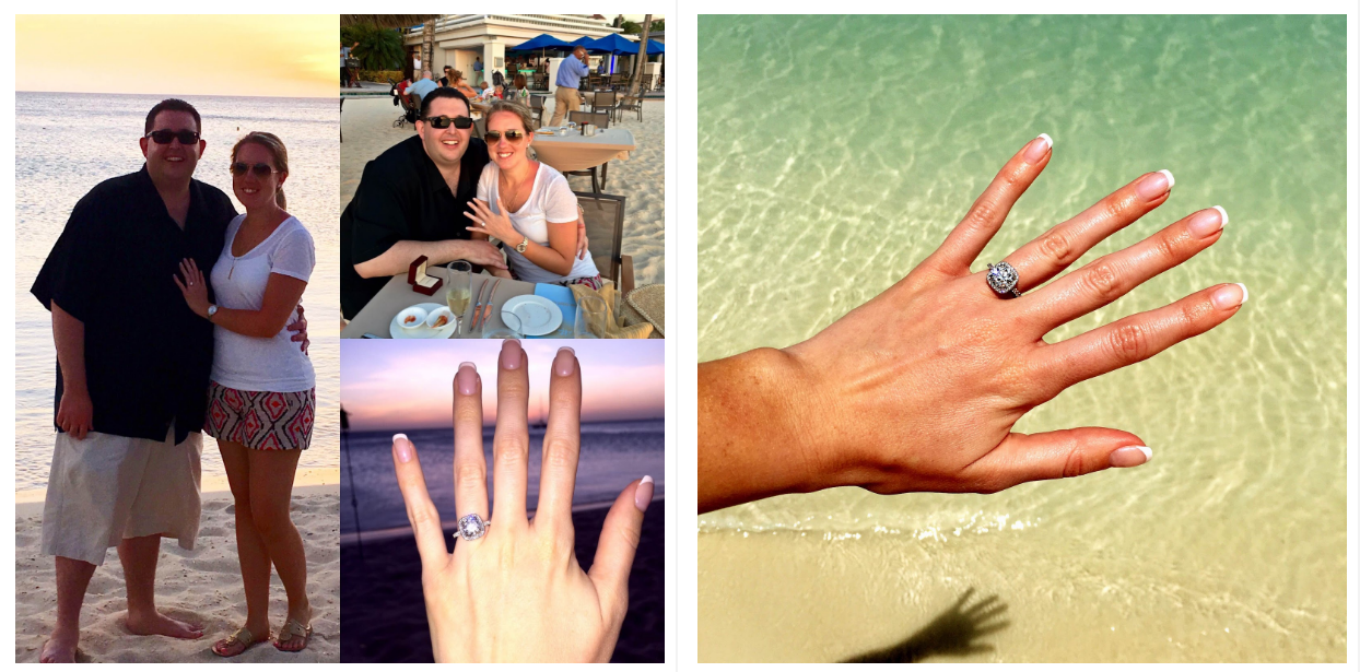 custom engagement ring design - satisfied couple