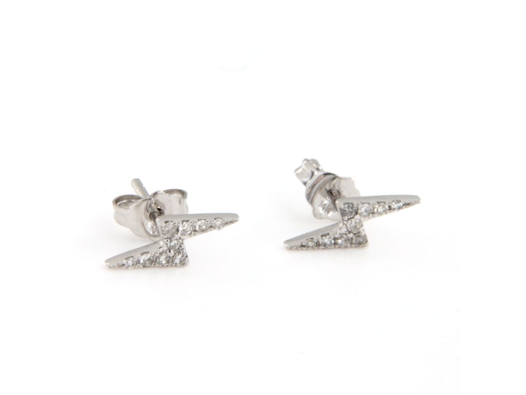 14 KT WHITE GOLD LIGHTNING BOLT EARRINGS WITH DIAMONDS