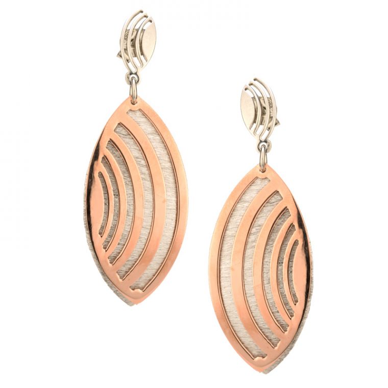 STERLING SILVER AND ROSE GOLD PLATED ECHO WAVE CUFF earrings-e869