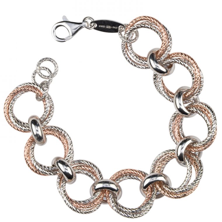 STERLING SILVER AND ROSE GOLD PLATED LOVE KNOT BRACELET br826