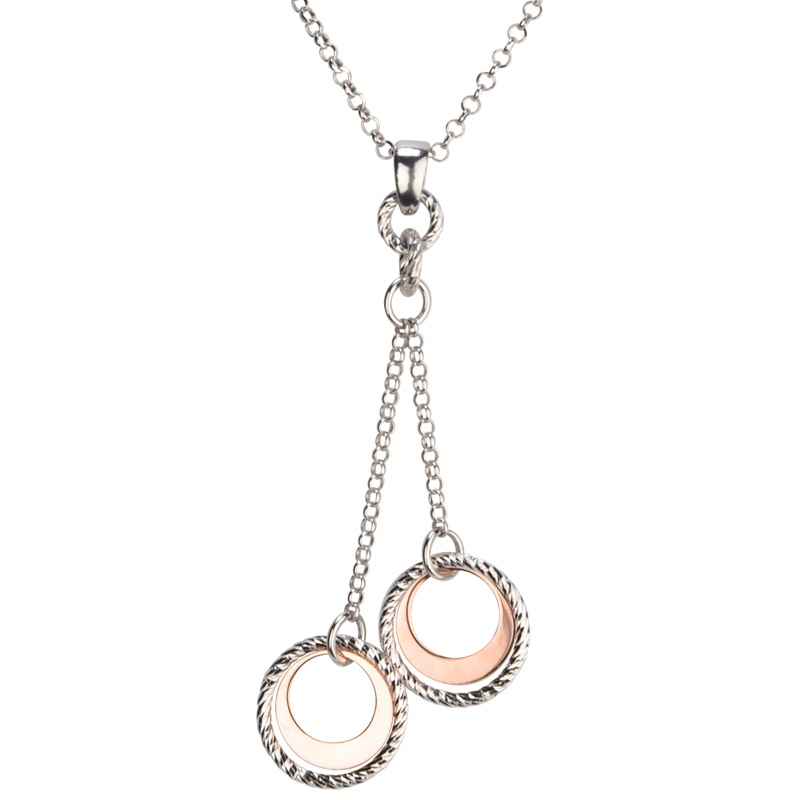 STERLING SILVER AND ROSE GOLD PLATED PERFECT PITCH NECKLACE 18-ne882