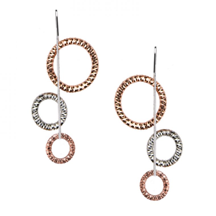 STERLING SILVER AND ROSE GOLD PLATED ZIG ZAG EARRINGS - e904