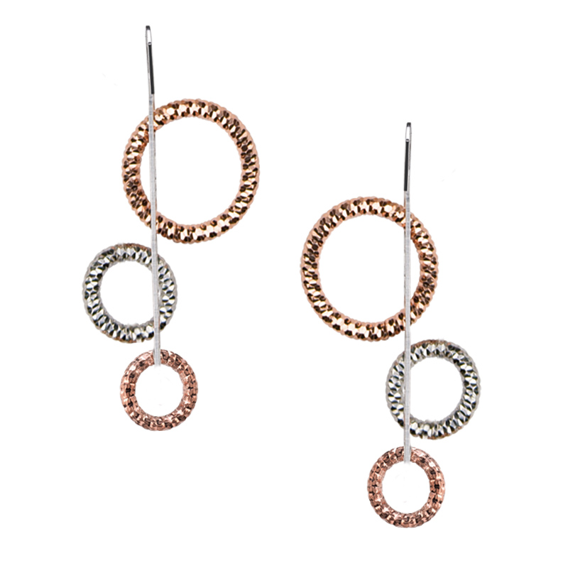 STERLING SILVER AND ROSE GOLD PLATED ZIG ZAG EARRINGSe904