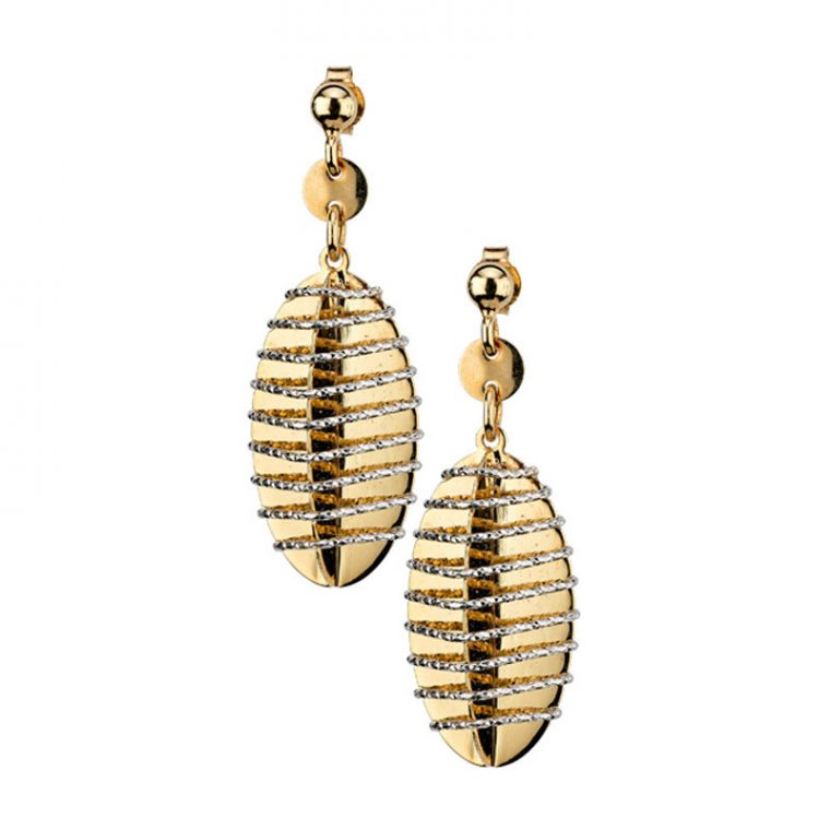 STERLING SILVER YELLOW GOLD PLATED WRAP AROUND EARRING e718