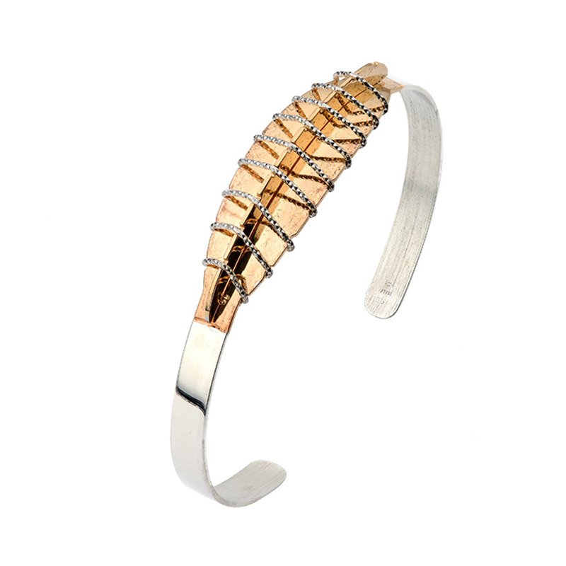 STERLING-SILVER-YELLOW-GOLD-PLATED-spindle-cuff-bracelet-br718