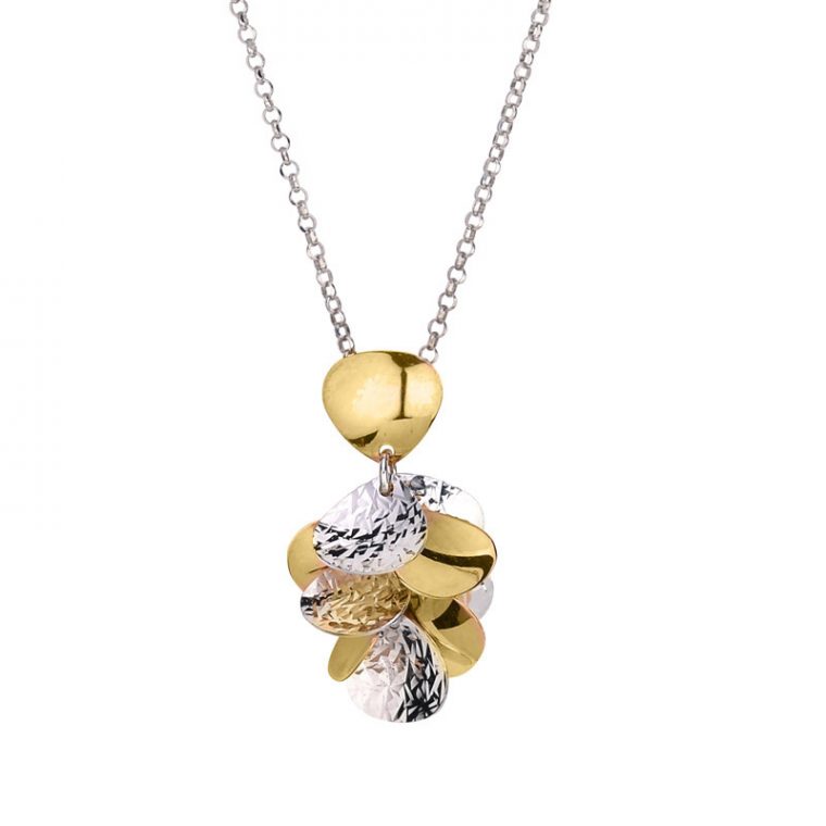 silver gold cluster necklace ne808