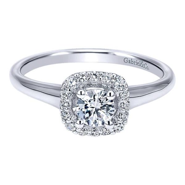 14k White Gold Round Halo Courage Engagement Ring » Engagement Rings