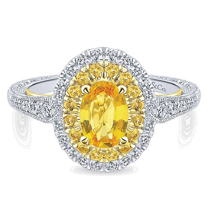 long island Gabriel Sena 14k Yellow And White Gold Oval Double Halo Engagement Ring ER912996O3M44YS.CSYS-1
