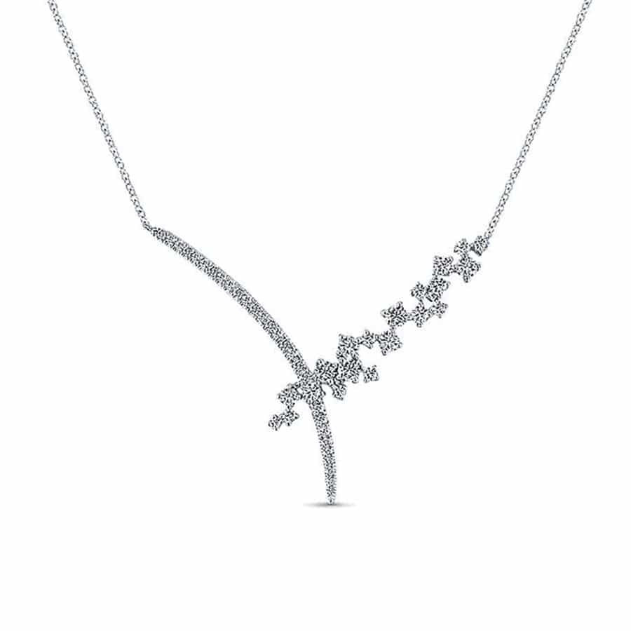 Waterfall V Shape Diamond Necklace in 18k White Gold