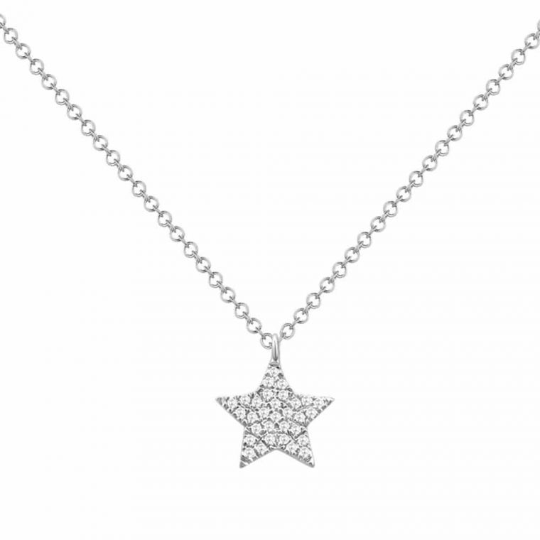 Diamond Star Pendant Necklace in 14k White Gold