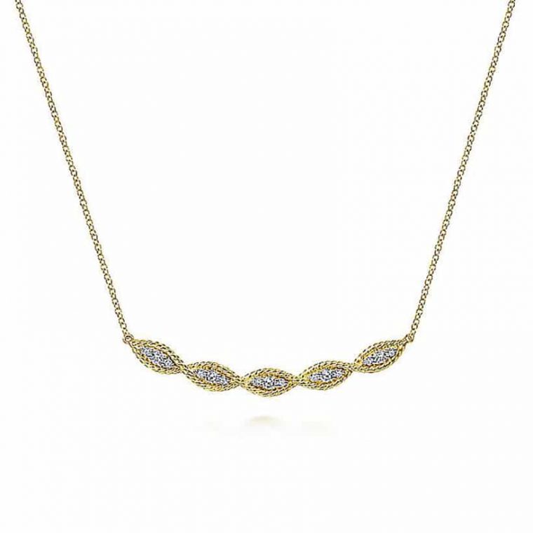 Twisted Curve Diamond Bar Necklace