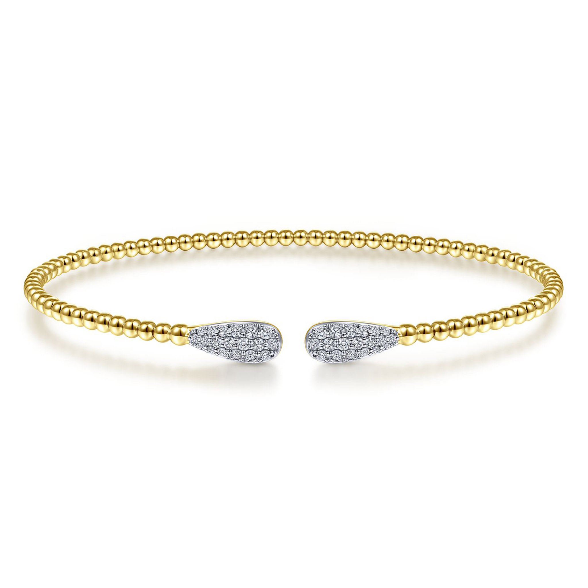 Beaded Bracelet Bangle with Oval Diamond Accents