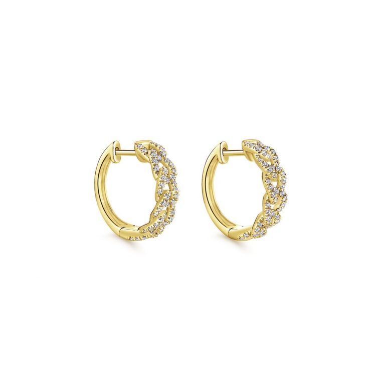 Chainlink Diamond Huggie Earrings_Gabriel-EG13232Y5JJ - Angled View