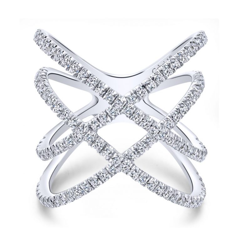 Lusso Twisted Woven Diamond Ring White Gold - Long Island, NY