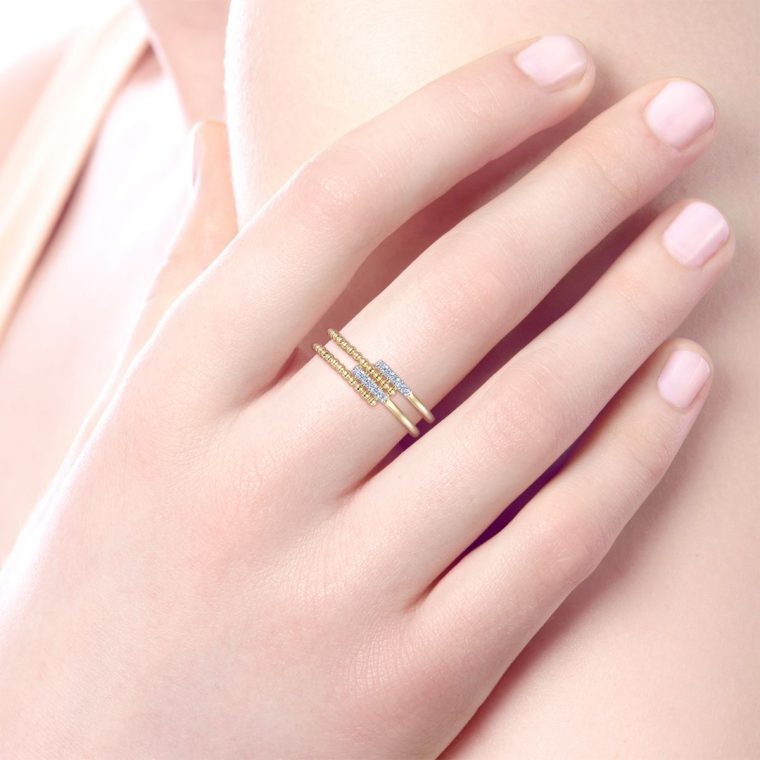 Wearing the Bujukan Beaded Split Diamond Ring - Long Island, NY