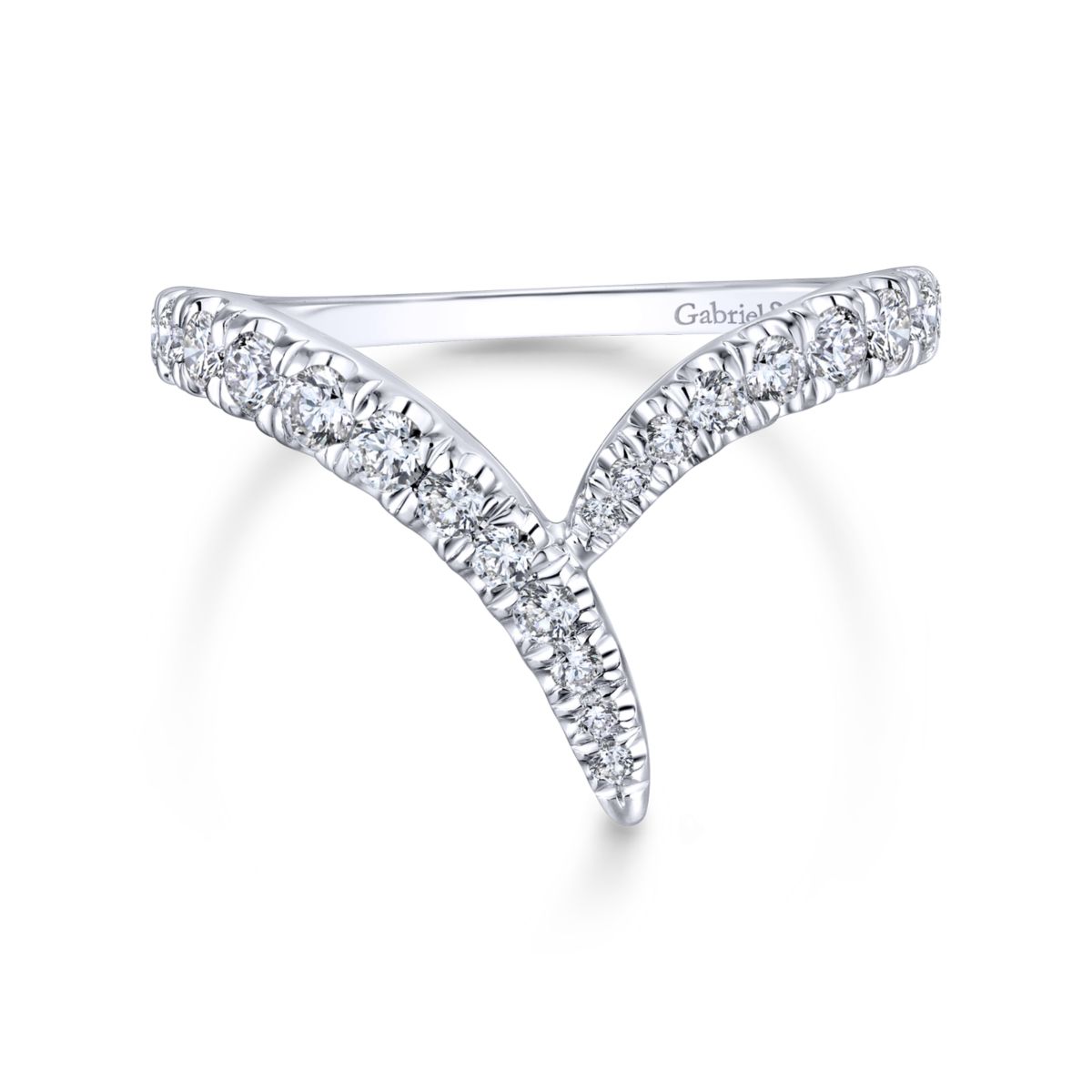 V-Shaped Diamond Ring in 14k White Gold-Gabriel-LR51302W45JJ-1