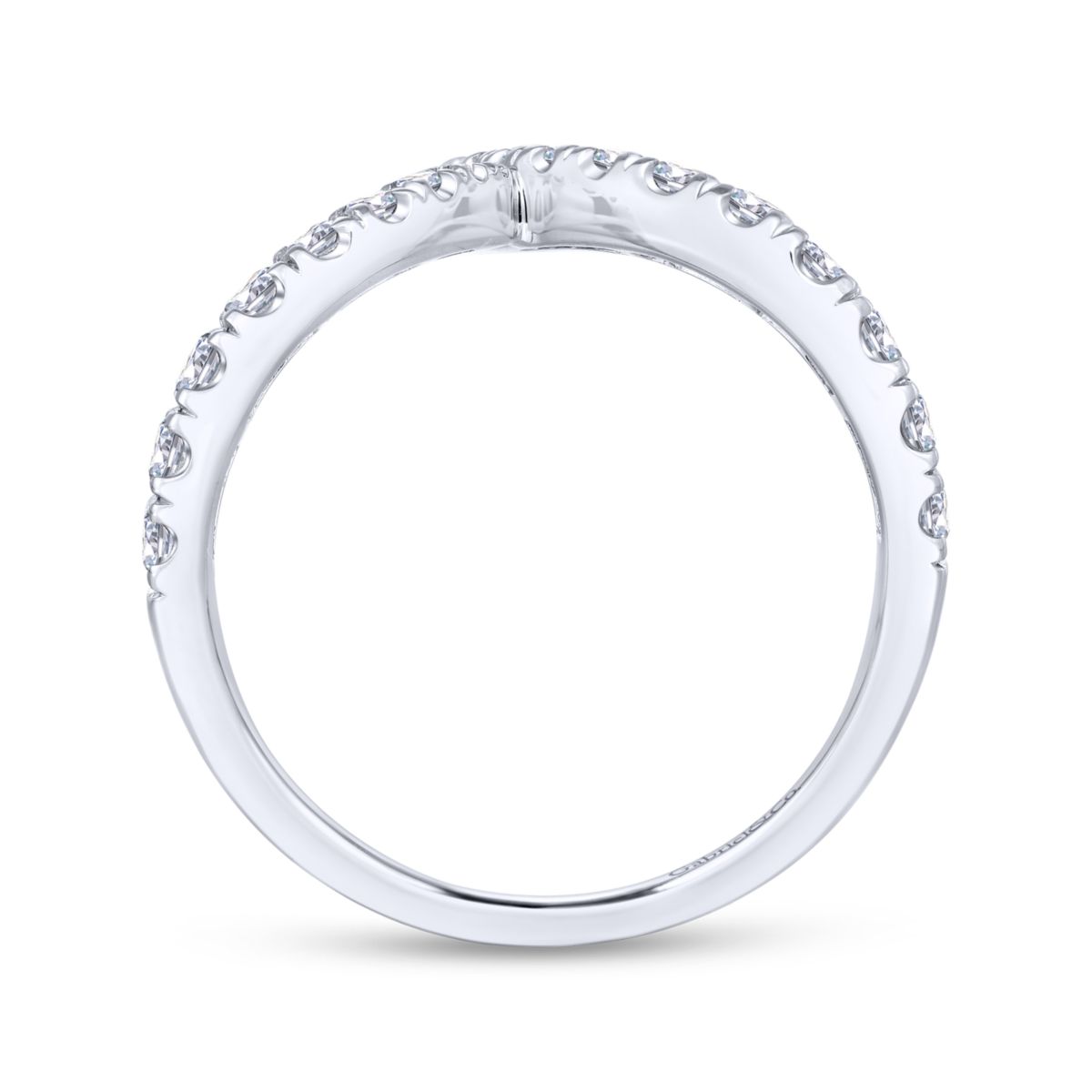 V-Shaped Diamond Ring in 14k White Gold - Side View - Long Island, NY