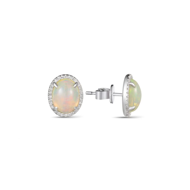 opal and diamond halo stud earrings luvente