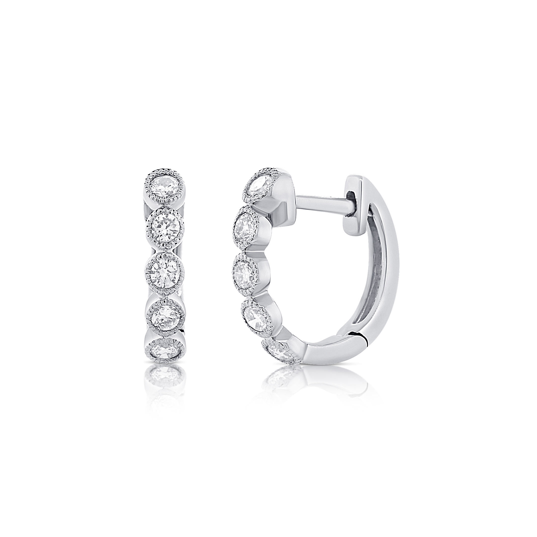 14k Gold 5 Diamond Huggie Earrings » Long Island, NY Jewelry Store