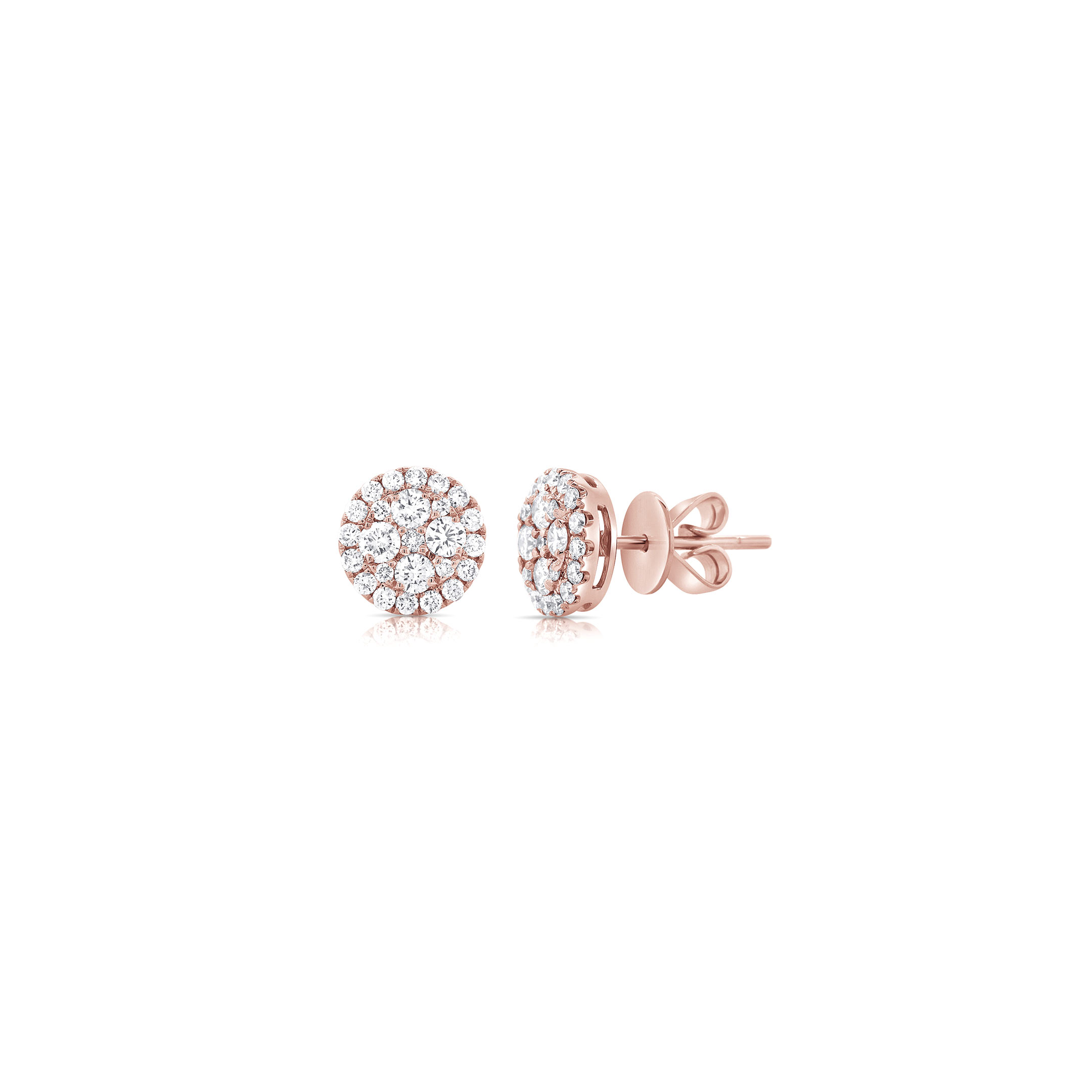 Pink Gold Diamond Cluster Stud Earrings