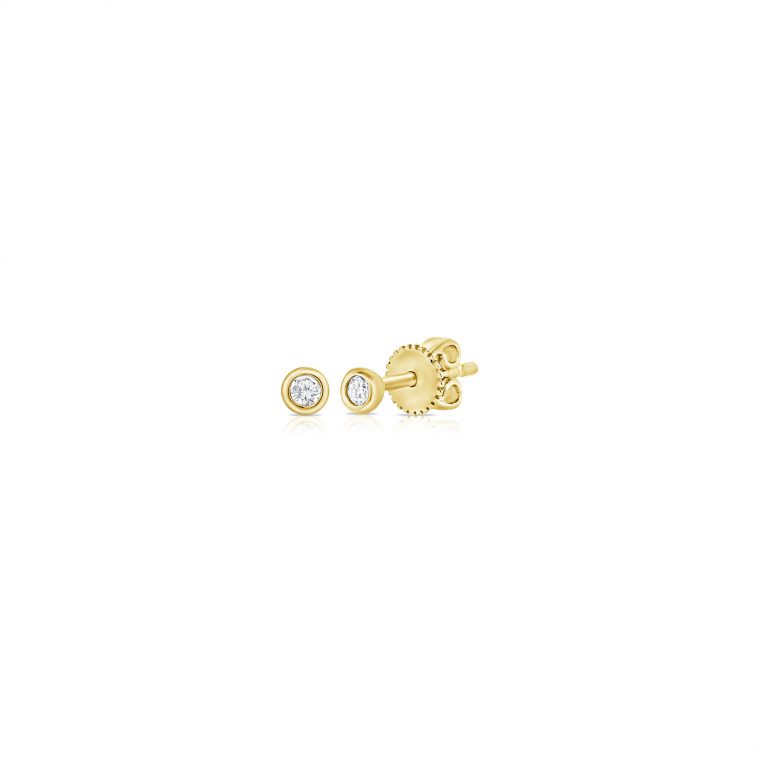 tiny stud earrings - 14k yellow gold beveled diamond earrings